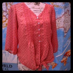 Timing Tie Front Polka Dot Sheer Top